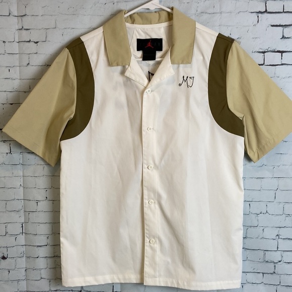 Jordan Bowling Shirt Colorblock Camp Boxy Button Down Women’s XS Brown Kelp/Sail - Picture 12 of 16